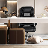 Office chair with high back padded armrests, Home executive chair upholstered in black pvc leather
