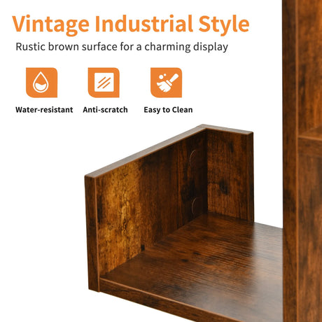 8-Tier Bookshelf Bookcase with 8 Open Compartments Space-Saving Storage Rack -Coffee
