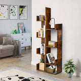 8-Tier Bookshelf Bookcase with 8 Open Compartments Space-Saving Storage Rack -Coffee