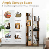 8-Tier Bookshelf Bookcase with 8 Open Compartments Space-Saving Storage Rack -Coffee