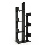 8-Tier Bookshelf Bookcase with 8 Open Compartments Space-Saving Storage Rack -Black