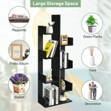 8-Tier Bookshelf Bookcase with 8 Open Compartments Space-Saving Storage Rack -Black