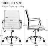 PU Leather Office Chair High Back Conference Task Chair with Armrests-White