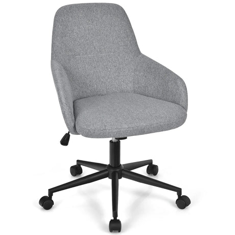 Linen Accent Adjustable Rolling Swivel Home Office Chair with Armrest-Gray