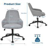 Linen Accent Adjustable Rolling Swivel Home Office Chair with Armrest-Gray