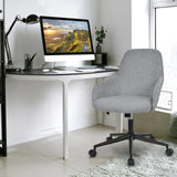 Linen Accent Adjustable Rolling Swivel Home Office Chair with Armrest-Gray