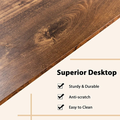 Industrial Computer Workstation Desk with Storage Shelf and CPU Stand-Rustic Brown