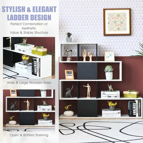 5-Tier Ladder Style Bookshelf for Books & Collections