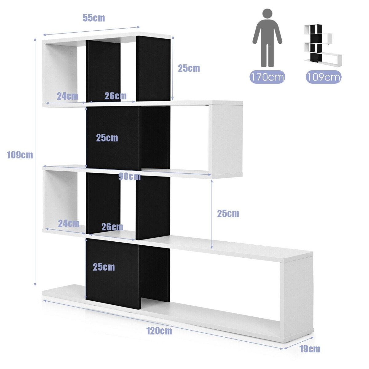 5-Tier Ladder Style Bookshelf for Books & Collections
