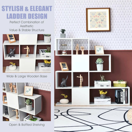 5-Tier Ladder Style Bookshelf for Books & Collections