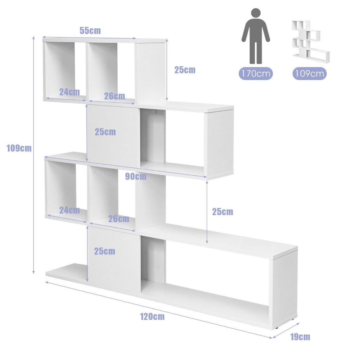 5-Tier Ladder Style Bookshelf for Books & Collections