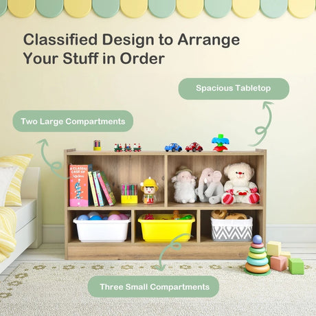 Bookcase & Toy Storage with 5 Compartments for Kids