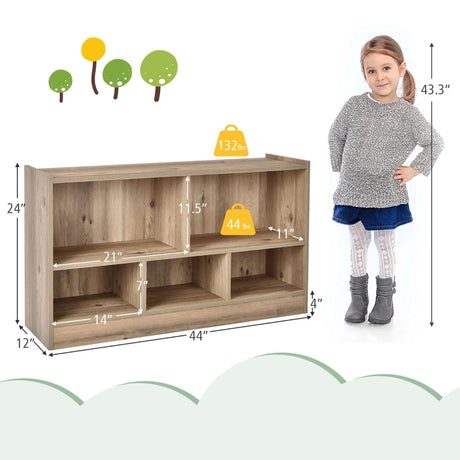 Bookcase & Toy Storage with 5 Compartments for Kids