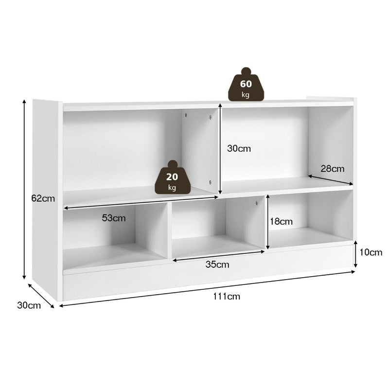 Bookcase & Toy Storage with 5 Compartments for Kids