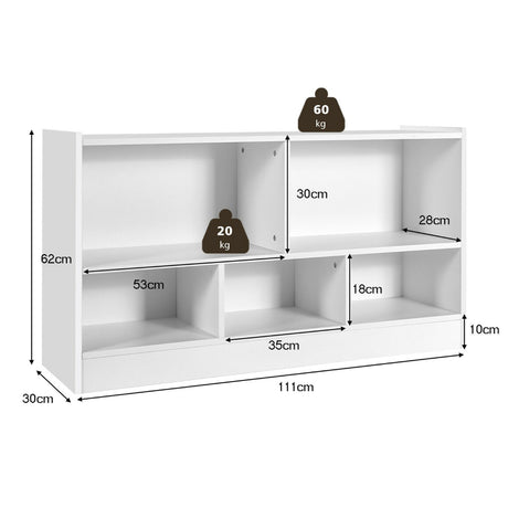 Bookcase & Toy Storage with 5 Compartments for Kids