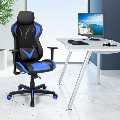 Ergonomic Gaming Chair with Tilting Function-Blue