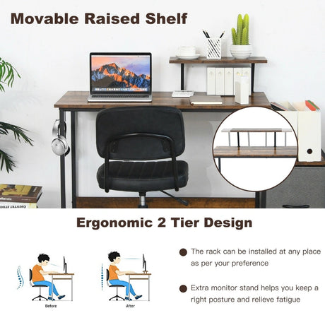 Computer Desk with Reversible Storage Drawer & Shelf