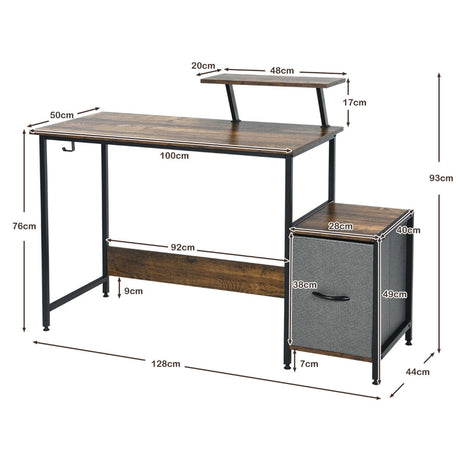 Computer Desk with Reversible Storage Drawer & Shelf