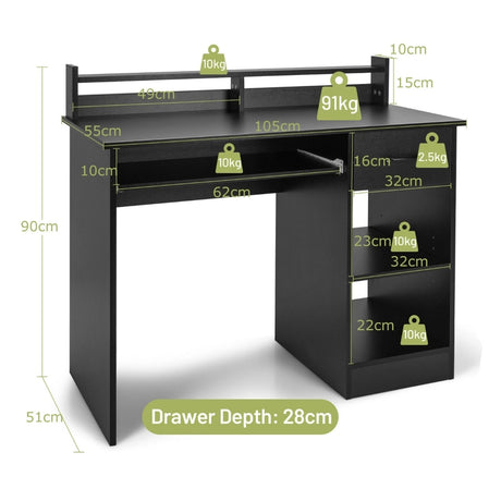 Computer Desk with 2-Tier Display Shelf for Home & Office