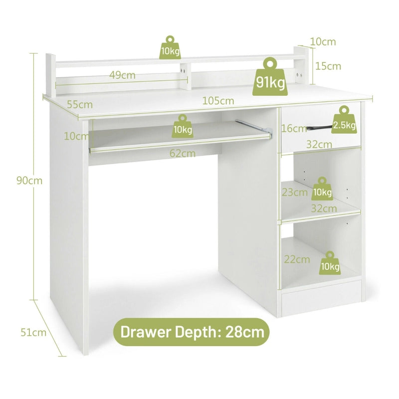 Computer Desk with 2-Tier Display Shelf for Home & Office