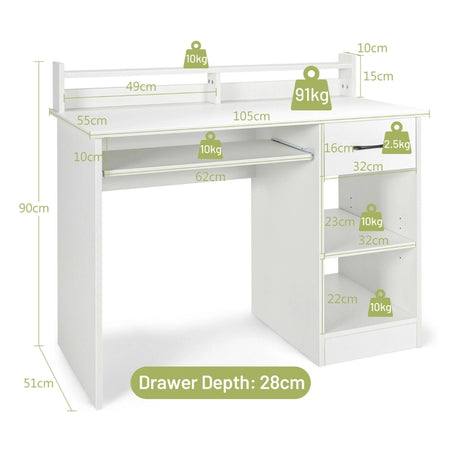 Computer Desk with 2-Tier Display Shelf for Home & Office
