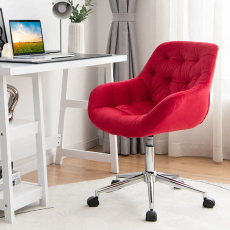 Velvet Leisure Armchair with Rolling Casters for Bedroom/Vanity/Office