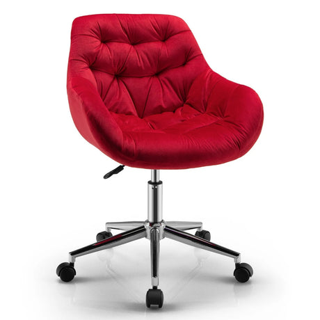 Velvet Leisure Armchair with Rolling Casters for Bedroom/Vanity/Office