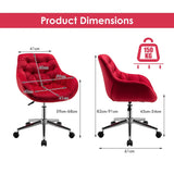 Velvet Leisure Armchair with Rolling Casters for Bedroom/Vanity/Office