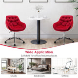 Velvet Leisure Armchair with Rolling Casters for Bedroom/Vanity/Office