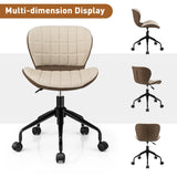 Swivel Leisure Chair with PU Leather for Study &amp; Office &amp; Vanity-Beige &amp; Brown