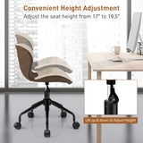 Swivel Leisure Chair with PU Leather for Study &amp; Office &amp; Vanity-Beige &amp; Brown