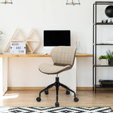 Swivel Leisure Chair with PU Leather for Study &amp; Office &amp; Vanity-Beige &amp; Brown