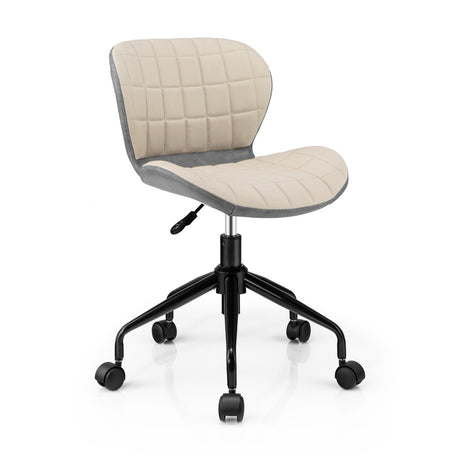 Swivel Leisure Chair with PU Leather for Study &amp; Office &amp; Vanity-Beige &amp; Gray