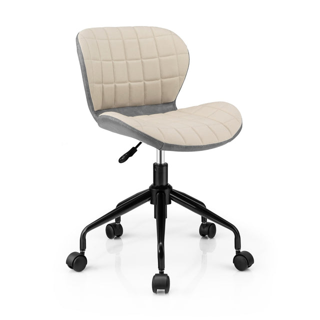 Swivel Leisure Chair with PU Leather for Study &amp; Office &amp; Vanity-Beige &amp; Gray