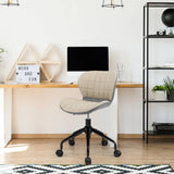 Swivel Leisure Chair with PU Leather for Study &amp; Office &amp; Vanity-Beige &amp; Gray