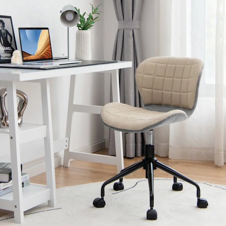 Swivel Leisure Chair with PU Leather for Study &amp; Office &amp; Vanity-Beige &amp; Gray