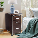 Folding Computer Laptop Desk Wheeled Home Office Furniture-Brown