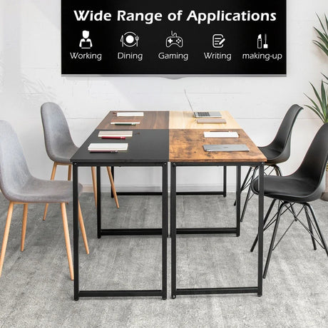 Modern Simple Style Study Writing Desk Computer Desk with Heavy Duty Steel Frame
