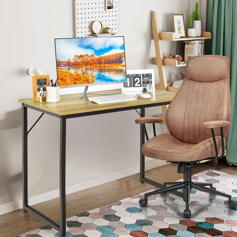 Modern Simple Style Study Writing Desk Computer Desk with Heavy Duty Steel Frame