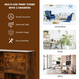 Home Office Mobile File Cabinet with 2 Drawers 2 Open Shelves and Door-Rustic Brown