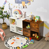 Home Office Mobile File Cabinet with 2 Drawers 2 Open Shelves and Door-Rustic Brown