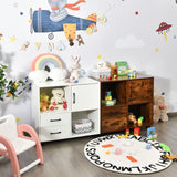 Home Office Mobile File Cabinet with 2 Drawers 2 Open Shelves and Door-White