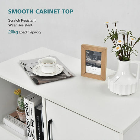 Home Office Mobile File Cabinet with 2 Drawers 2 Open Shelves and Door-White