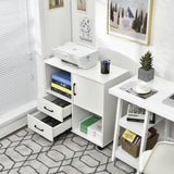 Home Office Mobile File Cabinet with 2 Drawers 2 Open Shelves and Door-White