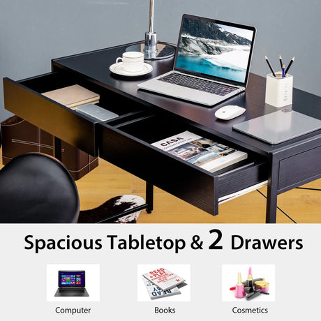 Computer Desk with 2 Drawers with Storage for Home Office