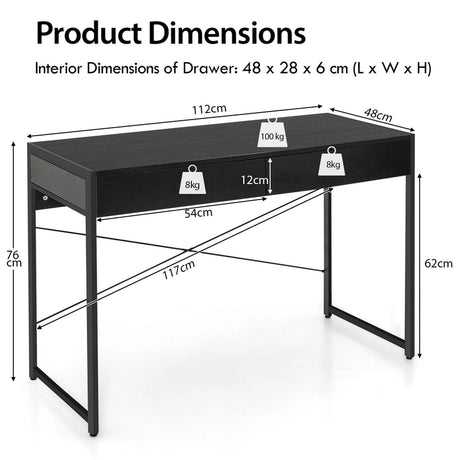 Computer Desk with 2 Drawers with Storage for Home Office