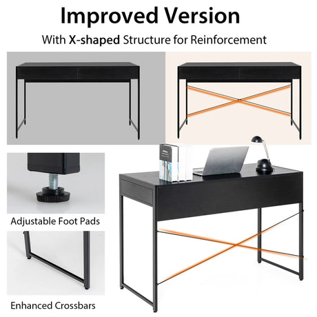 Computer Desk with 2 Drawers with Storage for Home Office