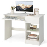 Modern Wooden Office Computer Desk with Keyboard Tray-White