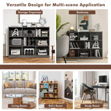 3-Tier Open Bookcase 8-Cube Floor Standing Storage Shelves Display Cabinet-Gray