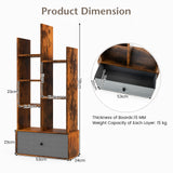 7-Tier Open-Back Bookshelf with Drawer-Rustic Brown